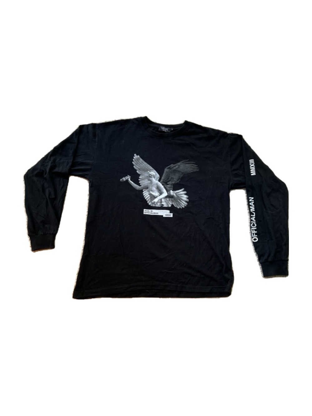 Boohoo Black Long Sleeve Graphic Crewneck Shirt